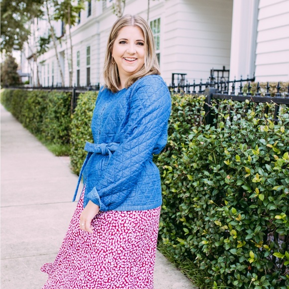 Draper James Quilted Chambray Jacket (Reversible) - Picture 3 of 6